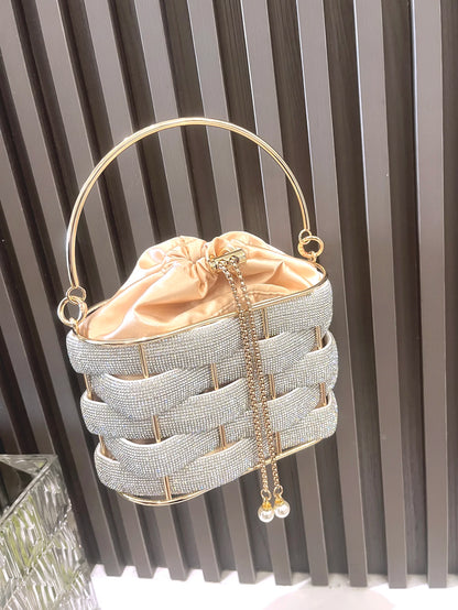 handmade Rhinestones Evening clutch Bag Purses and handbag luxury Designer shoulder bag Shiny Crystal Clutch purse bucket bag