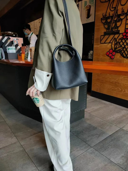 TOGO Cowhide Bucket Bag With Niche Design Color Blocking Luxury Designer Single Shoulder Diagonal Cross Women's Bag Tote Bag