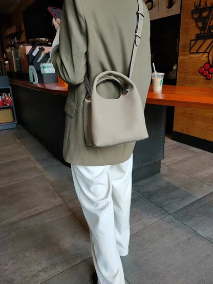 TOGO Cowhide Bucket Bag With Niche Design Color Blocking Luxury Designer Single Shoulder Diagonal Cross Women's Bag Tote Bag
