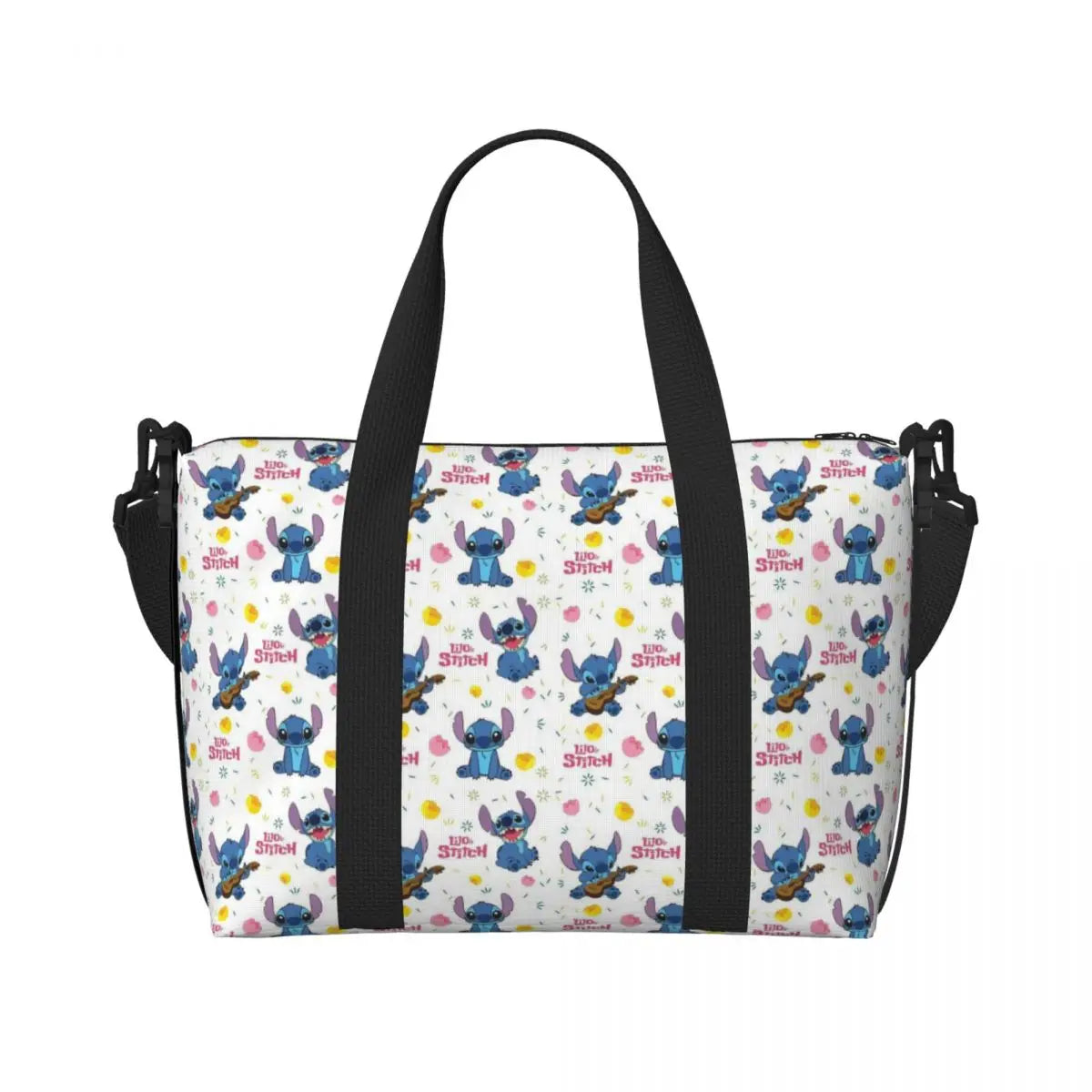 Custom Large SLilo And Stitch Cartoon Tote Bag Women Anime Shopping Shoulder Beach Gym Travel Bag