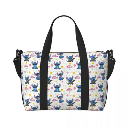 Custom Large SLilo And Stitch Cartoon Tote Bag Women Anime Shopping Shoulder Beach Gym Travel Bag