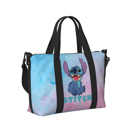 Custom Large SLilo And Stitch Cartoon Tote Bag Women Anime Shopping Shoulder Beach Gym Travel Bag