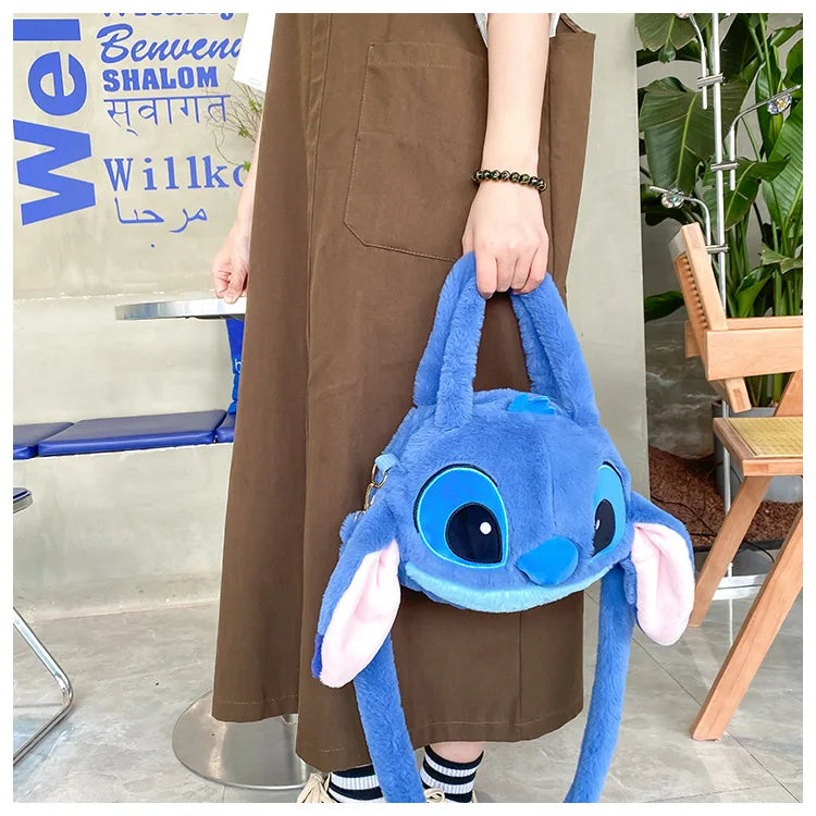 Disney New Lilo & Stitch Plush Toys Kawaii Plush Messenger Bag Girl Handbag Anime Stuffed Toys Children Cartoon Plushie Soft Bag