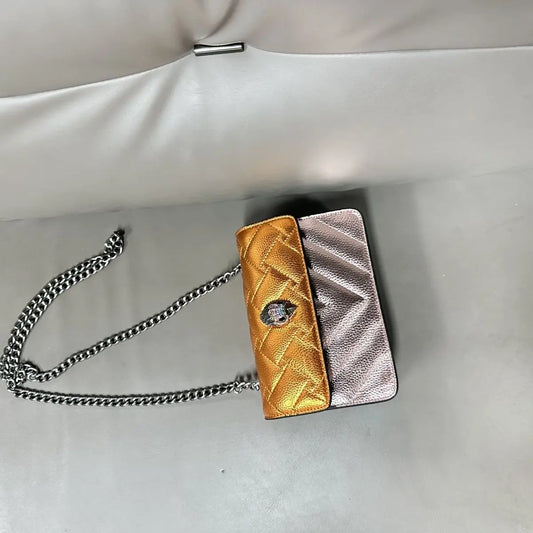 2024 Color Match Fashion Small Fragrance Foreign Style Plaid Classic Eagle Head Crossbody Hawk head bag