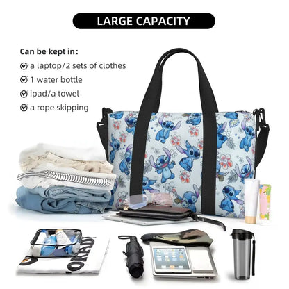 Custom Large SLilo And Stitch Cartoon Tote Bag Women Anime Shopping Shoulder Beach Gym Travel Bag