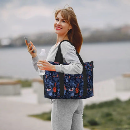 Custom Large SLilo And Stitch Cartoon Tote Bag Women Anime Shopping Shoulder Beach Gym Travel Bag