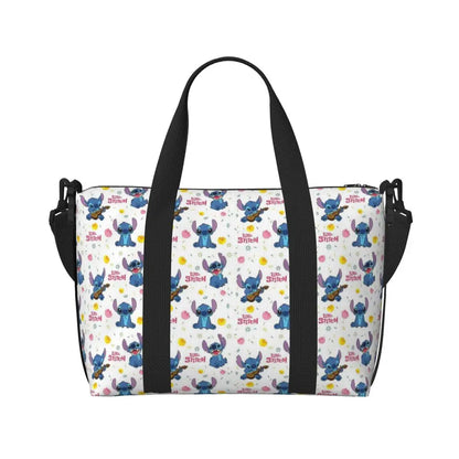 Custom Large SLilo And Stitch Cartoon Tote Bag Women Anime Shopping Shoulder Beach Gym Travel Bag