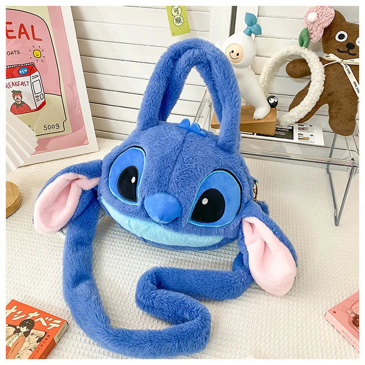 Disney New Lilo & Stitch Plush Toys Kawaii Plush Messenger Bag Girl Handbag Anime Stuffed Toys Children Cartoon Plushie Soft Bag