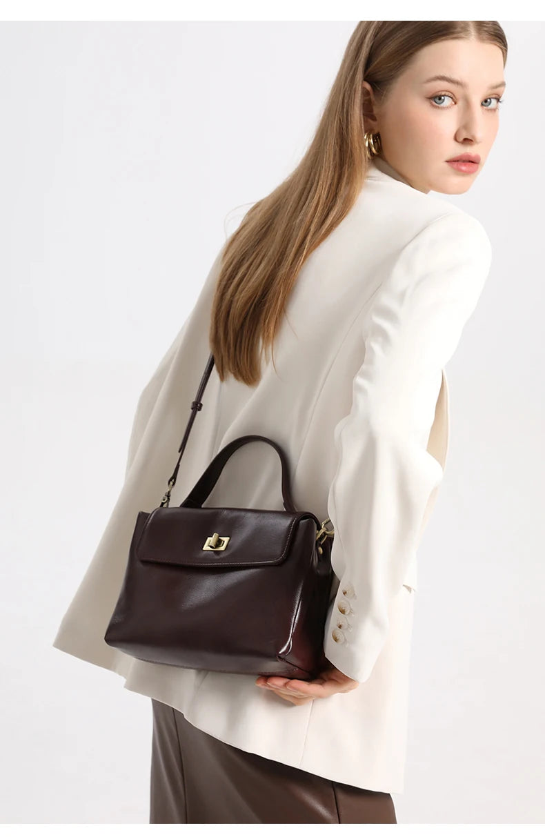 Cowhide Genuine Leather Tote Bag for Women Soft Natural Cow Leather Handbag Fashion Crossbody Bags Female Shoulder Handbag Lady