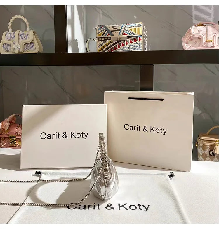 Luxury Circular Metal Handle Mini Bag Women Handbag Glitter Shiny Rhinestone Evening Bag Wedding Party Clutch Purse Shoulder Bag