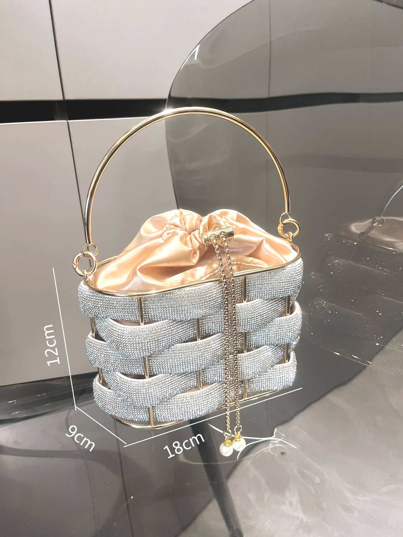 handmade Rhinestones Evening clutch Bag Purses and handbag luxury Designer shoulder bag Shiny Crystal Clutch purse bucket bag