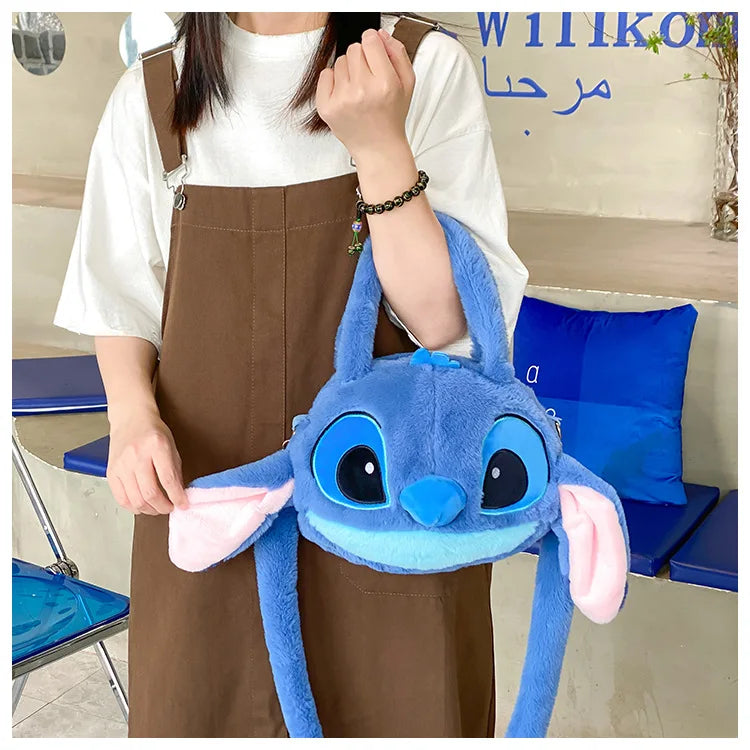 Disney New Lilo & Stitch Plush Toys Kawaii Plush Messenger Bag Girl Handbag Anime Stuffed Toys Children Cartoon Plushie Soft Bag