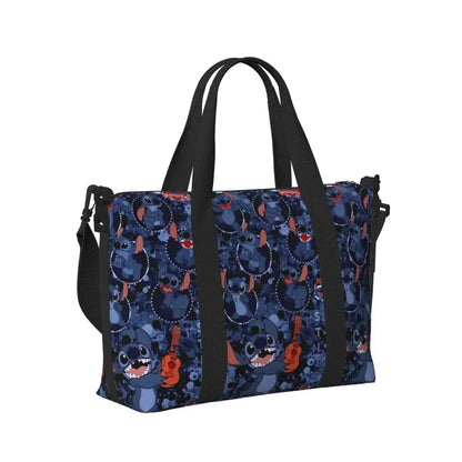 Custom Large SLilo And Stitch Cartoon Tote Bag Women Anime Shopping Shoulder Beach Gym Travel Bag