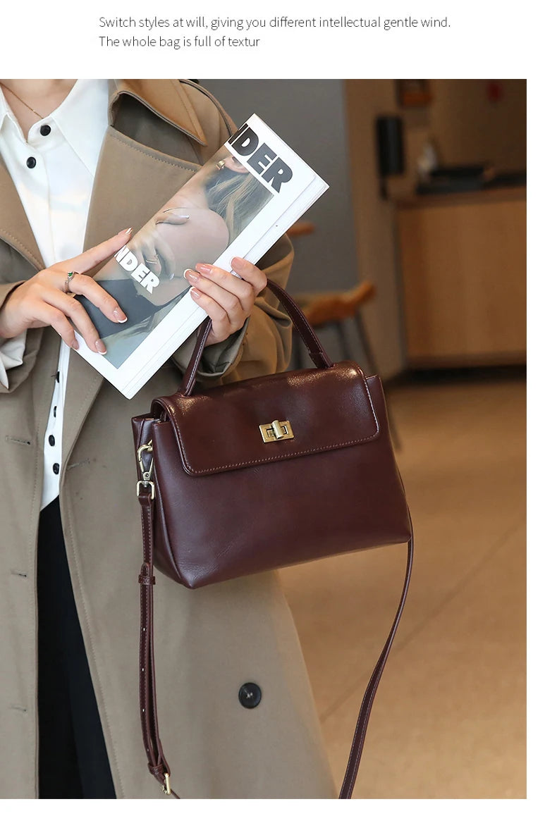 Cowhide Genuine Leather Tote Bag for Women Soft Natural Cow Leather Handbag Fashion Crossbody Bags Female Shoulder Handbag Lady