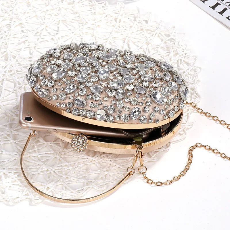 Golden Birthday party Luxury Crystal Silver Diamond Evening Bags Women Party Purse Wedding Pink Bridal Boutique Clutch Bags