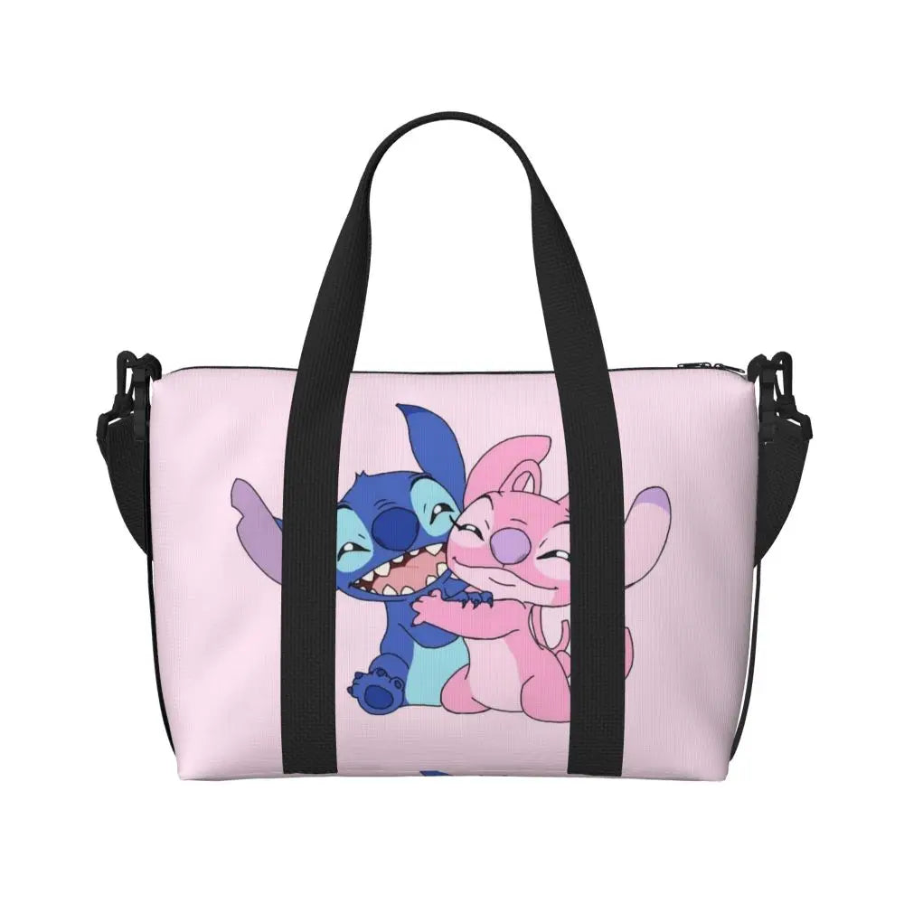 Custom Large SLilo And Stitch Cartoon Tote Bag Women Anime Shopping Shoulder Beach Gym Travel Bag