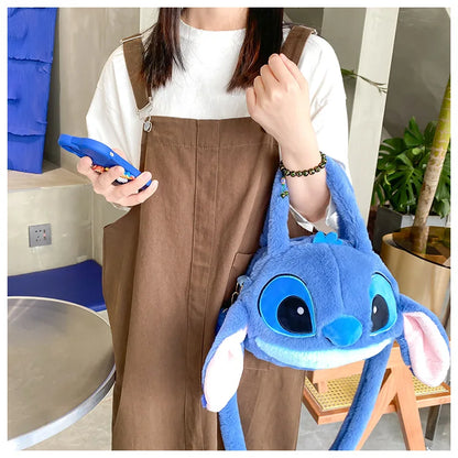 Disney New Lilo & Stitch Plush Toys Kawaii Plush Messenger Bag Girl Handbag Anime Stuffed Toys Children Cartoon Plushie Soft Bag