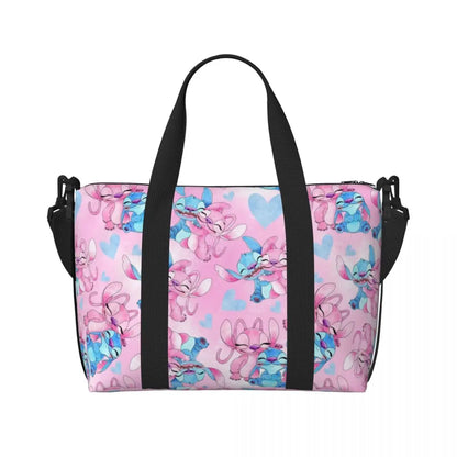 Custom Large SLilo And Stitch Cartoon Tote Bag Women Anime Shopping Shoulder Beach Gym Travel Bag