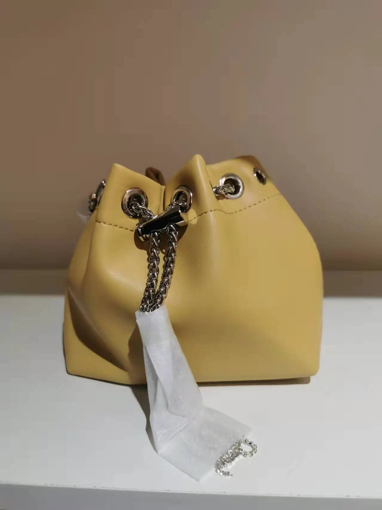 WOMEN BAG High Quality Silk Bucket Bags Diamonds Female Personalized Shoulder Tassels Chains Handbags For Women Crossbady Bag
