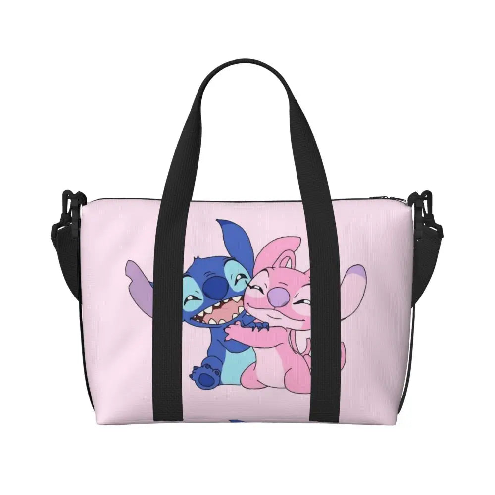 Custom Large SLilo And Stitch Cartoon Tote Bag Women Anime Shopping Shoulder Beach Gym Travel Bag