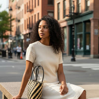 Black & Cream Bucket Bag | Handcrafted Statement Handbag – Legacy Dealz