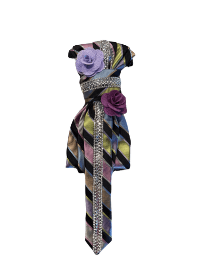 Violette Enchanté Couture Tie – Handcrafted Luxury Accessory | Legacy Dealz featuring violet floral accents and metallic detailing.