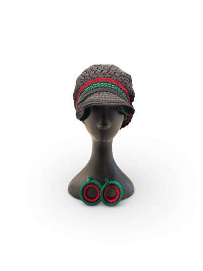 Rooted Rhythm Crochet Crown Set-Signature Texture Crown Set featuring a handcrafted knit crown and coordinating earrings.