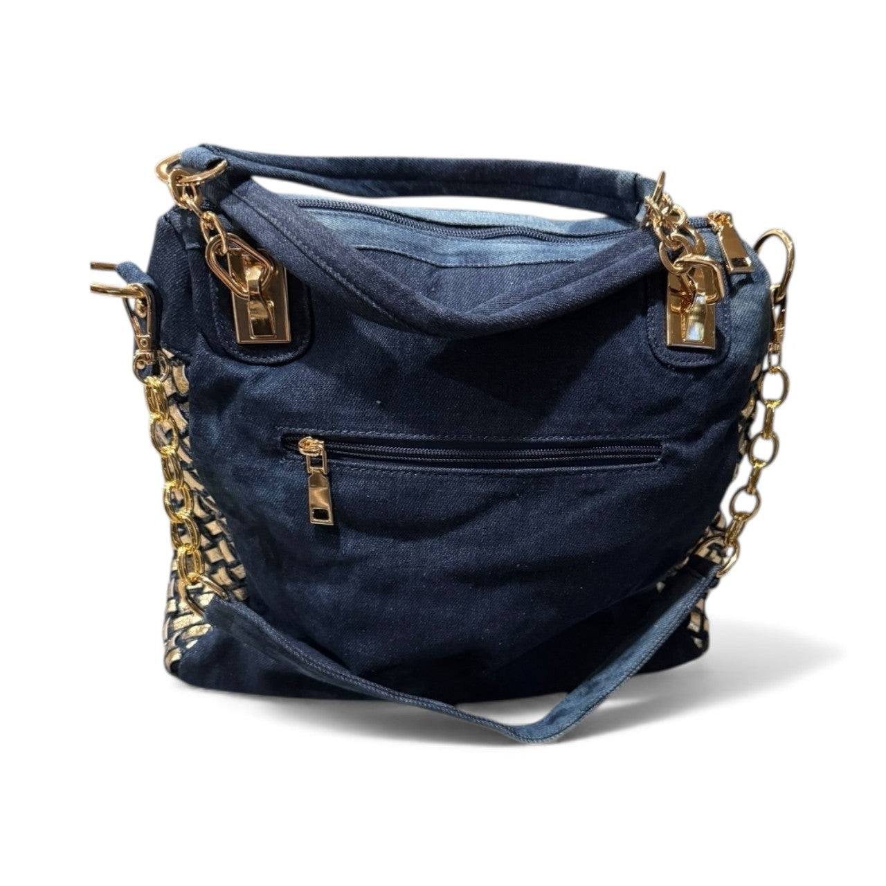 Midnight Chic Crystal Tote – Luxury Embellished Denim Bag