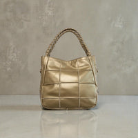 Gold Luxe Braided Tote – Premium Soft Leather Statement Bag