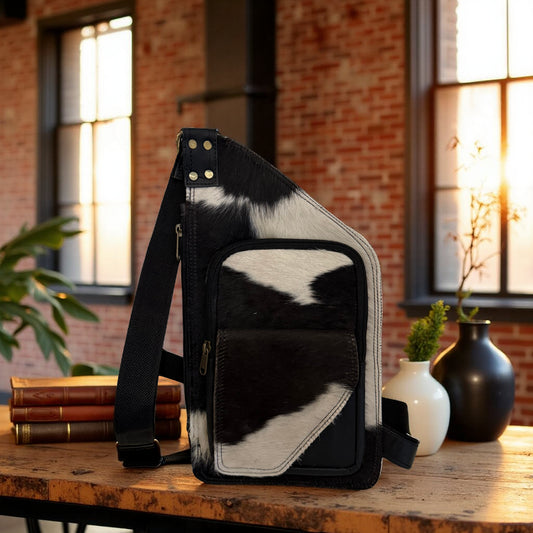 Cowhair Sling Bag-Black