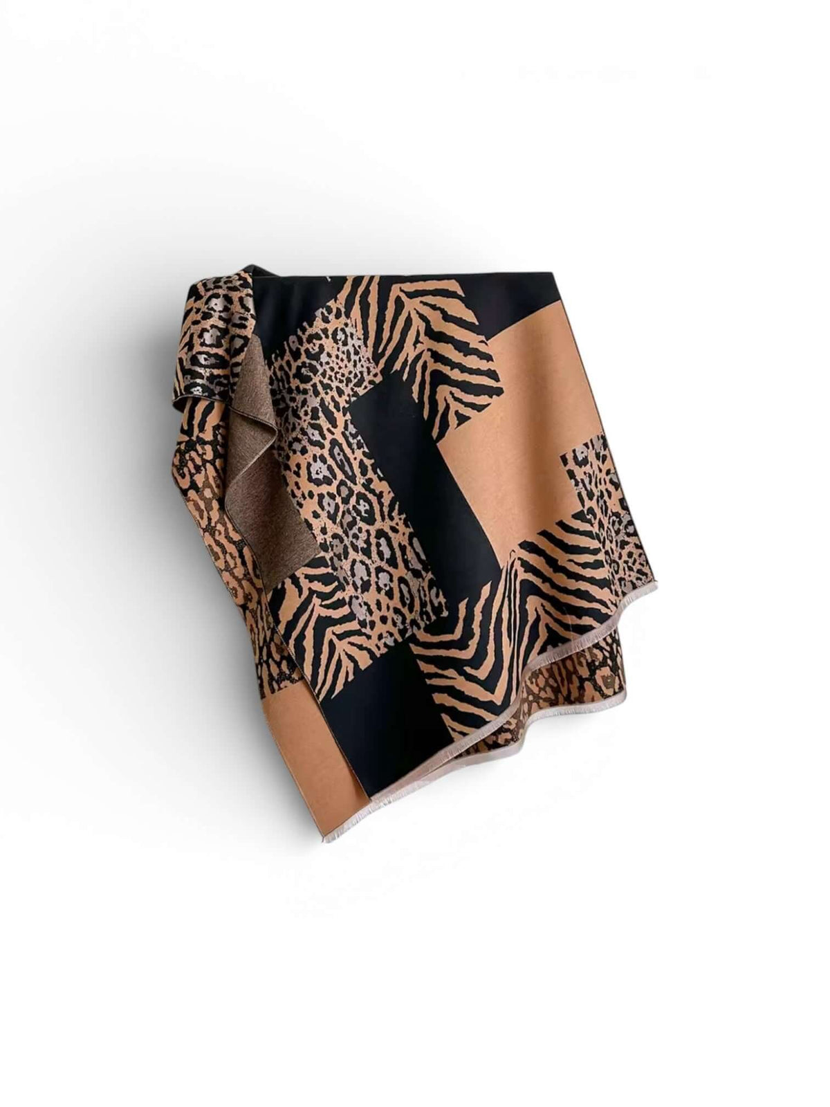 Legacy Luxe Wild Harmony Shawl – Animal Print Wrap with Cashmere-Like Feel draped on a white background.