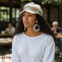 Heritage Loop Crochet Hat & Statement Earrings Set – Handmade Artisan Style