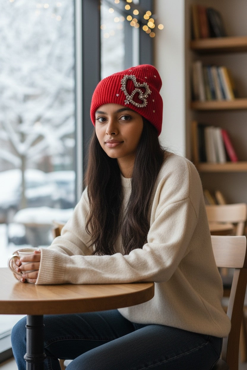 Legacy Luxe “Crimson HeartSpark Beanie