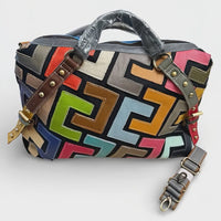 Artisan Mosaic Luxe Leather Shoulder Bag – Convertible Crossbody